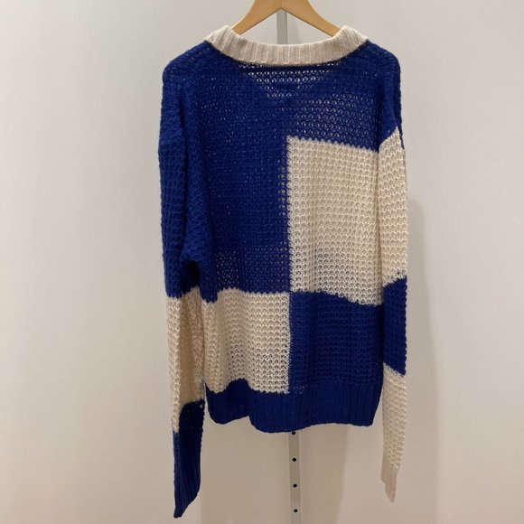 Mr. Saturday Open Knit Blue And White Sweater - Picture 2 of 2